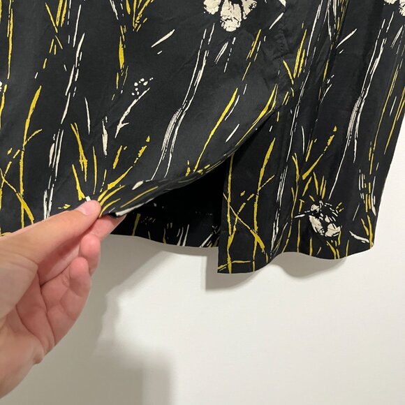 Papell Womens Vintage Silk Sheath Dress Size 8P Black Dark Floral Cocktail 90s - Picture 6 of 8